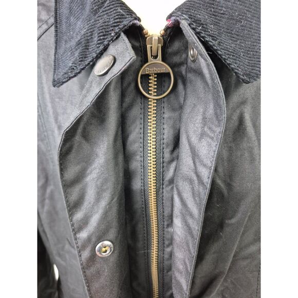 Barbour Women's Black Beadnell Water Resistant Waxed Cotton Wax Jacket Size 10 - Picture 5 of 7